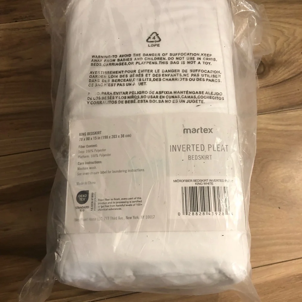 Martex Inverted Pleat Bedskirt King Size, White